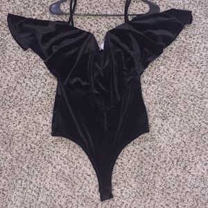 black velvet spaghetti strapped one piece top
